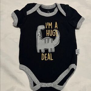 “Bundle 10/$13” Duck Duck Goose 0-3m Black and Gray Dinosaur Baby bodysuit